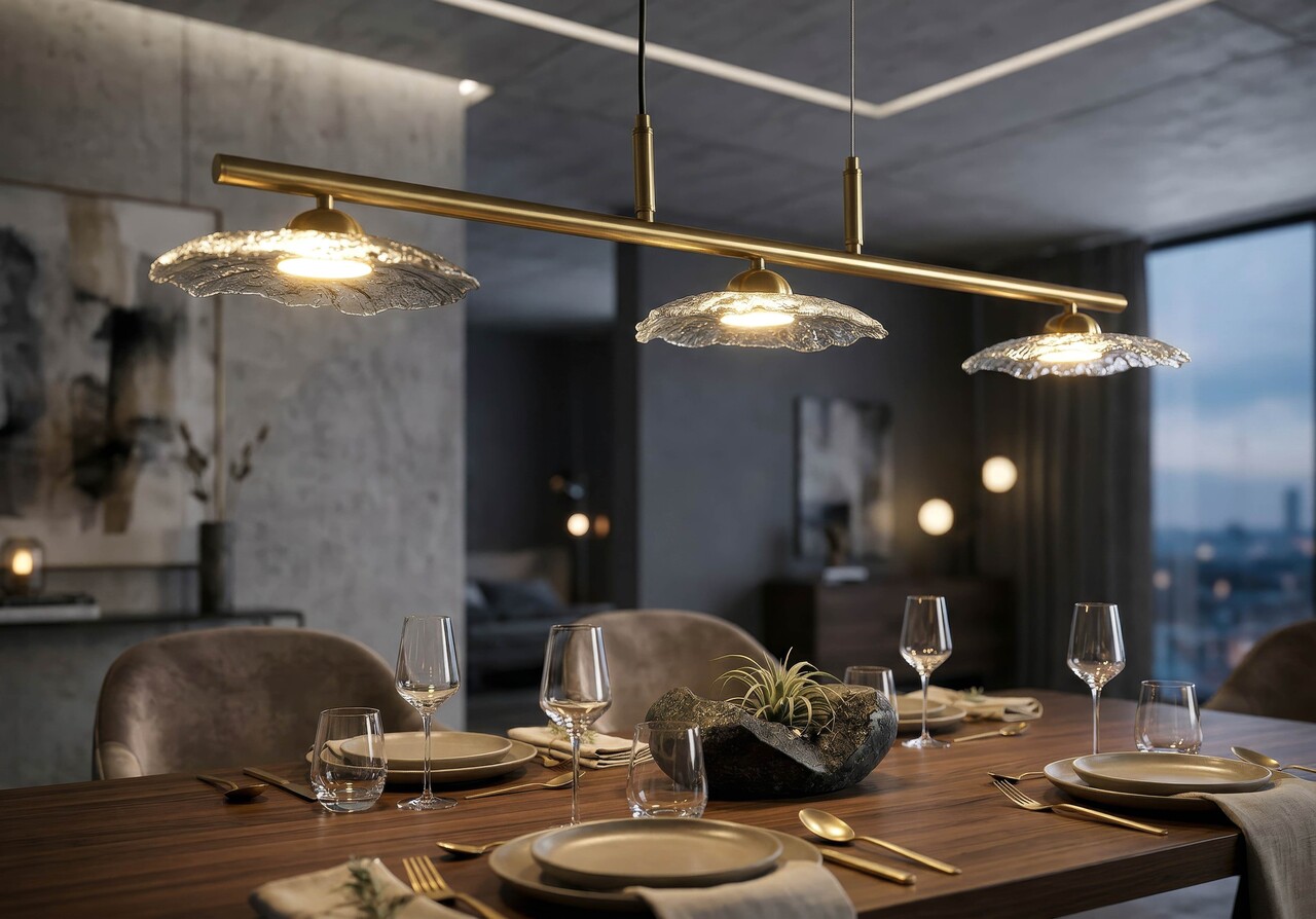Candelabru, Mauro Ferretti, Emily, 3 x E27, 40W, 100x24x18 cm, fier/sticla, auriu/gri - imagine 7